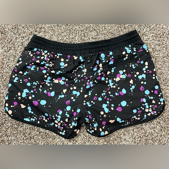 Adidas Running Shorts Women 40 Black Drawstring Waist Athletic Multicolor Print‎ - Picture 2 of 4